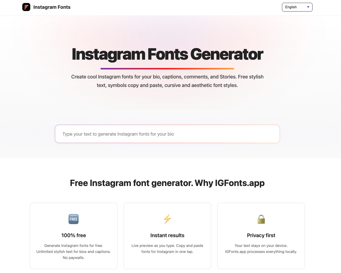 Instagram Fonts Generator. 用酷炫 Instagram 字体美化个人简介与文案。复制粘贴 | IGFonts.app